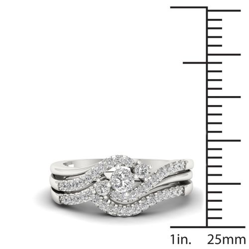  De Couer 10k White Gold 13ct TDW Diamond Bypass Bridal Set by De Couer