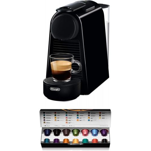  DeLonghi Nespresso Essenza Mini EN 85.B Kaffeekapselmaschine Welcome Set mit Kapseln in unterschiedlichen Geschmacksrichtungen 19 bar Pumpendruck, Platzsparend, Schwarz
