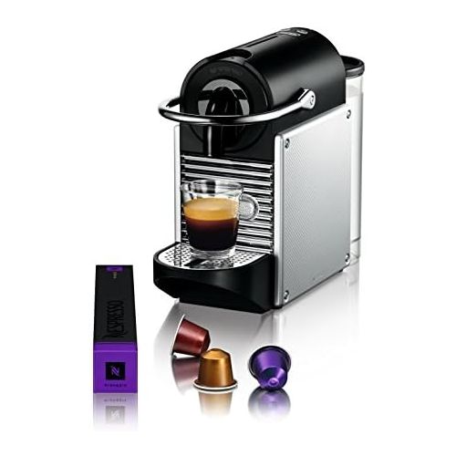  DeLonghi Nespresso EN 125.S Kapselmaschine Pixie Electric | 1260 Watt | 0,7 Liter | Flexible Tassen-Abstellflache fuer verschiedene Glaser | silber