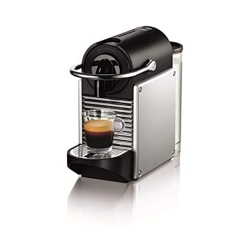  DeLonghi Nespresso EN 125.S Kapselmaschine Pixie Electric | 1260 Watt | 0,7 Liter | Flexible Tassen-Abstellflache fuer verschiedene Glaser | silber