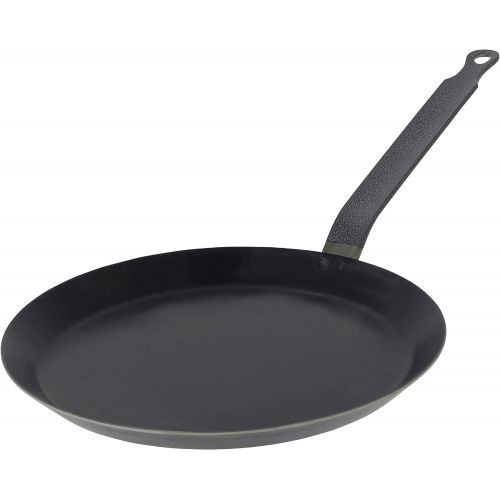  de Buyer - Force Blue - Blue Steel Crepe & Tortilla Pan - Nonstick Carbon Steel Frying Pan with Traditional French Handle - For Use with Low to Medium Heat - 7, 2 mm