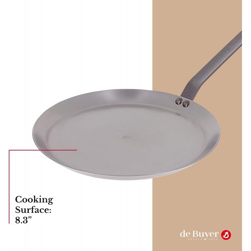  de Buyer - Mineral B Carbon Steel Crepe & Tortilla Pan - Naturally Nonstick - Oven-Safe - Induction-ready - 9.5