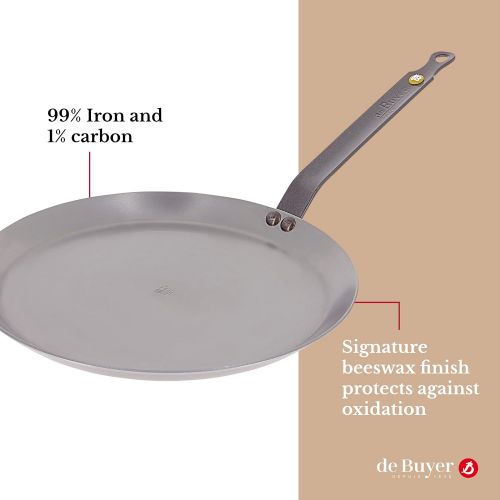  de Buyer - Mineral B Carbon Steel Crepe & Tortilla Pan - Naturally Nonstick - Oven-Safe - Induction-ready - 9.5