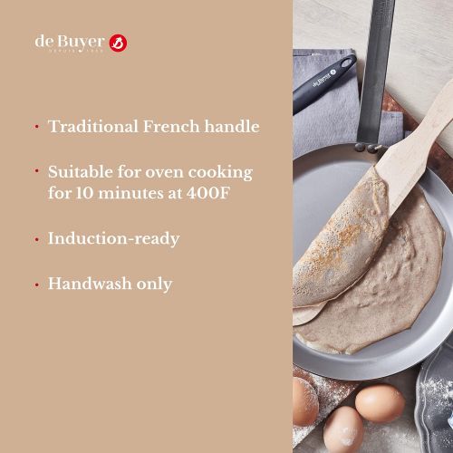  de Buyer - Mineral B Carbon Steel Crepe & Tortilla Pan - Naturally Nonstick - Oven-Safe - Induction-ready - 9.5