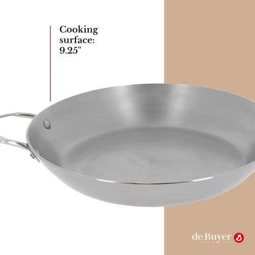  de Buyer - Mineral B Paella Pan - Nonstick Pan with Two Handles - Carbon and Stainless Steel - Oven Safe and Induction Ready - 15 X 10.25