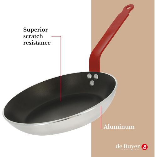  [아마존베스트]De Buyer CHOC Round Non-stick Aluminum Fry Pan 3 mm Thick 9.5-Inch Red Handle