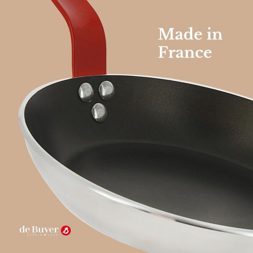  [아마존베스트]De Buyer CHOC Round Non-stick Aluminum Fry Pan 3 mm Thick 9.5-Inch Red Handle