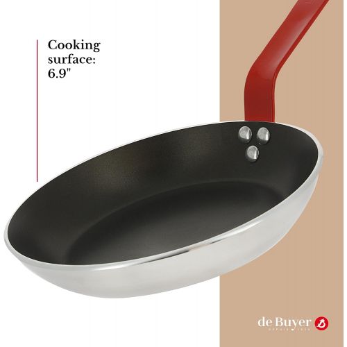  [아마존베스트]De Buyer CHOC Round Non-stick Aluminum Fry Pan 3 mm Thick 9.5-Inch Red Handle