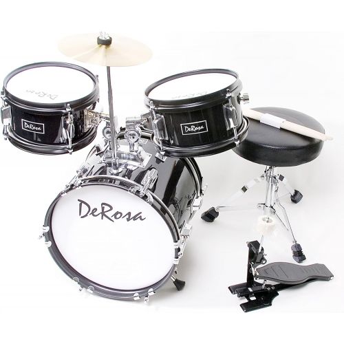  De Rosa DRM312-BK Childrens 3-Piece 12-Inch Drum Set with Chair, Black