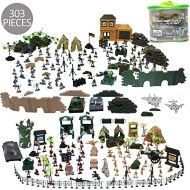 DeAO deAO 301 Teiliges Militarspielset, mit Spielsoldaten, Militarischen Figuren, Panzern, Flugzeuge, Flaggen, Aufbewahrungstasche und Accessoires