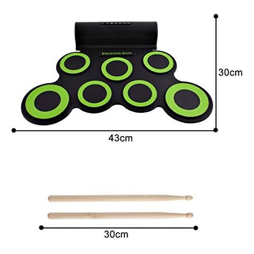  [아마존베스트]deAO Rollable Electric Drums Set - Foldable Musical Entertainment with Built-in Bluetooth Mode, Speakers, Foot Pedals and Drumsticks for Kids, Beginners, Adults