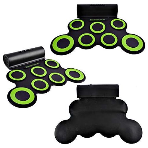  [아마존베스트]deAO Rollable Electric Drums Set - Foldable Musical Entertainment with Built-in Bluetooth Mode, Speakers, Foot Pedals and Drumsticks for Kids, Beginners, Adults