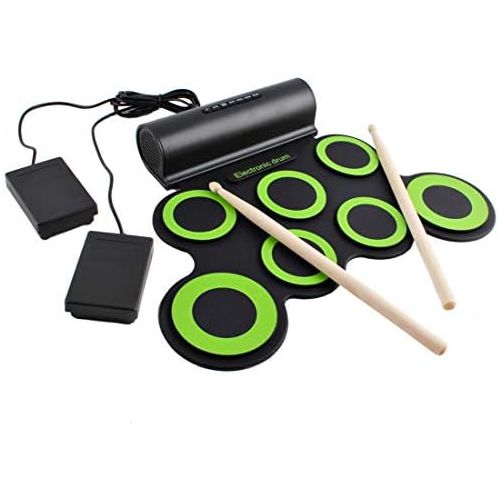  [아마존베스트]deAO Rollable Electric Drums Set - Foldable Musical Entertainment with Built-in Bluetooth Mode, Speakers, Foot Pedals and Drumsticks for Kids, Beginners, Adults