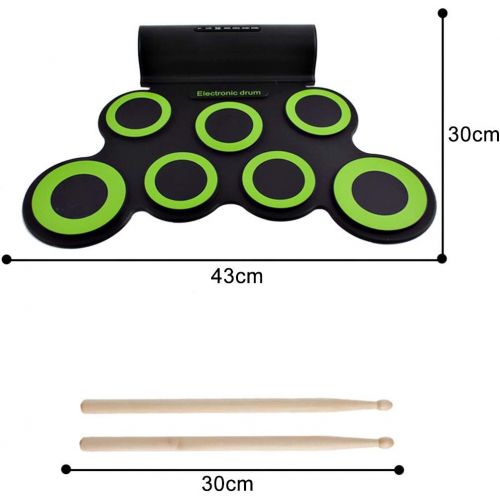  [아마존베스트]deAO Rollable Electric Drums Set - Foldable Musical Entertainment with Built-in Bluetooth Mode, Speakers, Foot Pedals and Drumsticks for Kids, Beginners, Adults