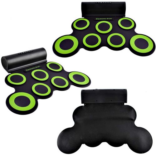  [아마존베스트]deAO Rollable Electric Drums Set - Foldable Musical Entertainment with Built-in Bluetooth Mode, Speakers, Foot Pedals and Drumsticks for Kids, Beginners, Adults