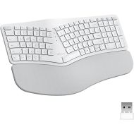 DeLUX Upgraded Ergonomic Wireless Ergo Split Keyboard with Backlit, 2.4G and Bluetooth, Scissor Switch and Palm Rest for Natural Typing, Compatible with Windows and Mac OS (GM902Pro-White)