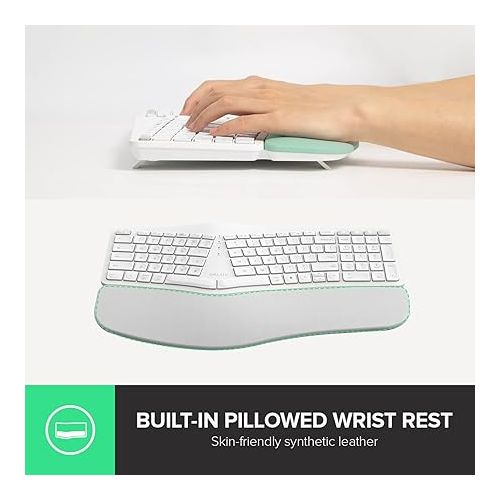  DeLUX Upgraded Ergonomic Wireless Ergo Split Keyboard with Backlit, 2.4G and Bluetooth, Scissor Switch and Palm Rest for Natural Typing, Compatible with Windows and Mac OS (GM902Pro-White)