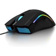 DELUX Wired Gaming Mouse with 24000 DPI, 7 Programmable Buttons and On-Board Pro Game Software, RGB Ergonomic Gaming Mouse for PC Gamer Computer Laptop (M625BU(3360)-Black)