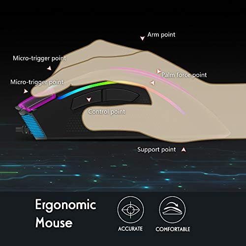  [아마존베스트]DELUX Gaming Mouse 16.8 Million RGB Colour 24000 DPI (Max) Programmable Ergonomic Mouse for PC Laptop 7 Buttons Unique Fire Button Design