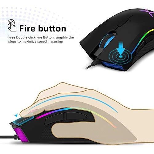  [아마존베스트]DELUX Gaming Mouse 16.8 Million RGB Colour 24000 DPI (Max) Programmable Ergonomic Mouse for PC Laptop 7 Buttons Unique Fire Button Design