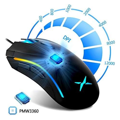  [아마존베스트]DELUX Gaming Mouse 16.8 Million RGB Colour 24000 DPI (Max) Programmable Ergonomic Mouse for PC Laptop 7 Buttons Unique Fire Button Design