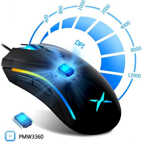  [아마존베스트]DELUX Gaming Mouse 16.8 Million RGB Colour 24000 DPI (Max) Programmable Ergonomic Mouse for PC Laptop 7 Buttons Unique Fire Button Design