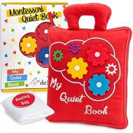 deMoca Quiet Book for Toddlers - Montessori Basic Skills Activity - Soft Travel Toy & Educational Busy Book for 2 3 Year Old Boys & Girls + Zipper Bag (Red)