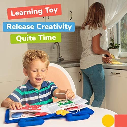  [아마존베스트]deMoca Quiet Book Montessori Toys for Toddlers  Travel Toy  Educational Toy with 9 Toddler Activities Busy Book for Boys & Girls + Zipper Bag