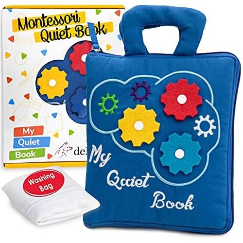  [아마존베스트]deMoca Quiet Book Montessori Toys for Toddlers  Travel Toy  Educational Toy with 9 Toddler Activities Busy Book for Boys & Girls + Zipper Bag