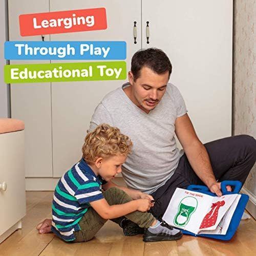  [아마존베스트]deMoca Quiet Book Montessori Toys for Toddlers  Travel Toy  Educational Toy with 9 Toddler Activities Busy Book for Boys & Girls + Zipper Bag