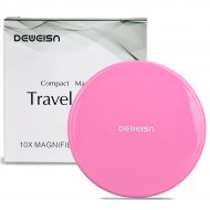 DeWEISN Double Side Magnifying Compact Cosmetic Mirror- Elegant Pocket Makeup Mirror, Handheld Travel Makeup Mirror with Powerful 10x Magnification and 1x True View Mirror for Trav