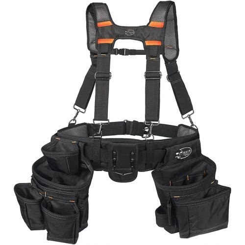  Dead On Tools - 1680 Denier Poly Carpenter’s Tool Belt with Suspenders (HDP400945) , Black