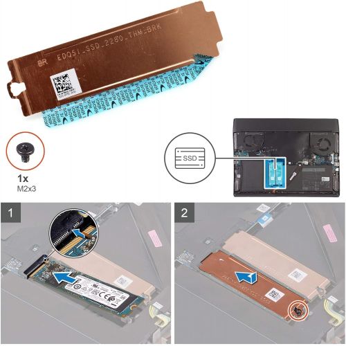  Deal4GO 2nd 2280 M.2 SSD Heatsink Cover Slot 2 Thermal Shield 47W2D 047W2D Replacement for Dell Alienware M15 R2 M17 R2