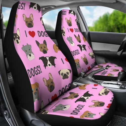  DealioHound I Love Dogs Spring 2018 Collection (Richmond VA SPCA Light Pink) Microfiber Car Seat Covers/Protectors - Universal Fit (Set of 2)