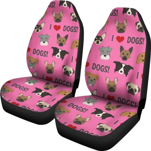  DealioHound I Love Dogs Spring 2018 Collection (Richmond VA SPCA Light Pink) Microfiber Car Seat Covers/Protectors - Universal Fit (Set of 2)