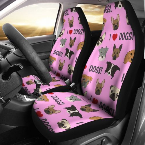  DealioHound I Love Dogs Spring 2018 Collection (Richmond VA SPCA Light Pink) Microfiber Car Seat Covers/Protectors - Universal Fit (Set of 2)