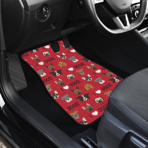  DealioHound I Love Dogs (Red) Set of 4 Car Floor Mats (2 x Front, 2 x Back)