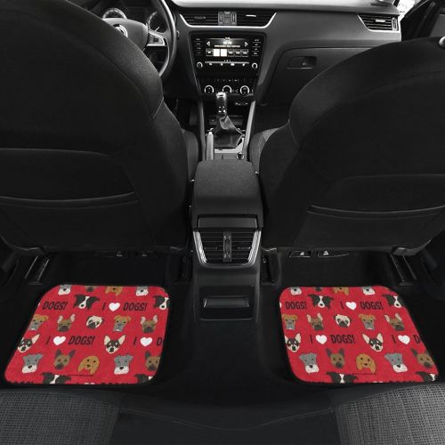  DealioHound I Love Dogs (Red) Set of 4 Car Floor Mats (2 x Front, 2 x Back)