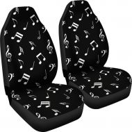DealioHound Musical Notes Design #1 (Black) Microfiber Car Seat Covers/Protectors - Universal Fit (Set of 2)