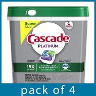 Dealmor Cascade Platinum ActionPacs Dishwasher Detergent, Fresh Scent - 62 Count (Pack of 4)