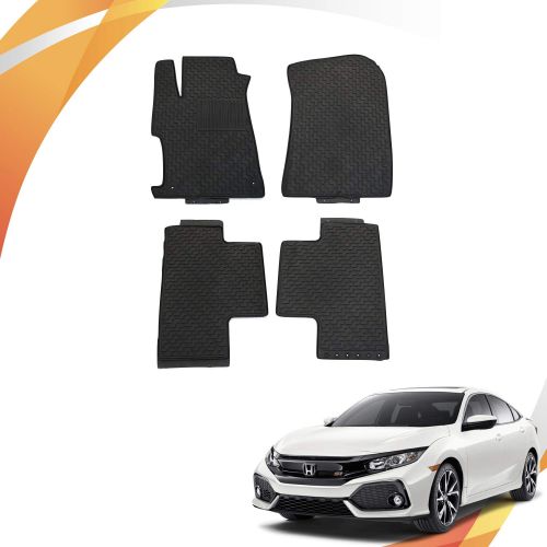  Dealsplaza Custom Made Heavy Duty Latex Car Mats for Honda Civic 2012/2013/2014/2015/2016 Black All Weather 4pcs