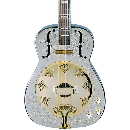  Dean},description:The Dean Chrome G Acoustic-Electric Resonator Guitar has an ornate engraved chrome body with a mahogany neck, F soundholes, and a traditional slotted headstock. T