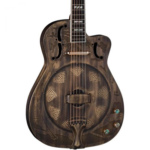  Dean},description:The Dean Thinbody Cutaway Acoustic-Electric Resonator Guitar offers impressive style and sound capabilities. The iron body has brass plating and a single cone top