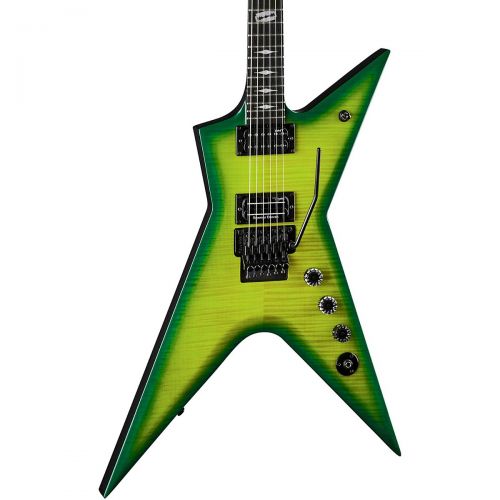  Dean},description:The Dean Stealth Floyd Rose Flame Maple has a gorgeous top and comes in a special Dime Slime finish. Its armed with a versatile and powerful combination of Dean U