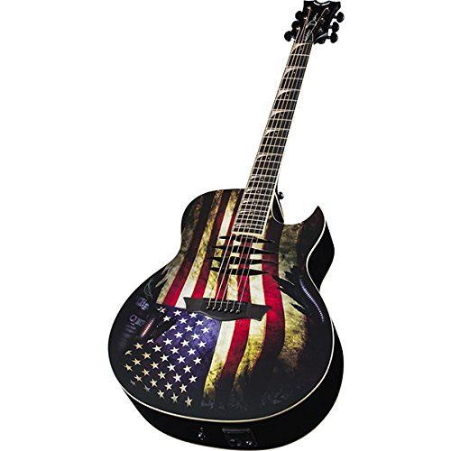  Dean Guitars Dean Mako Dave Mustaine Acoustic-Electric Guitar, USA War Torn Flag