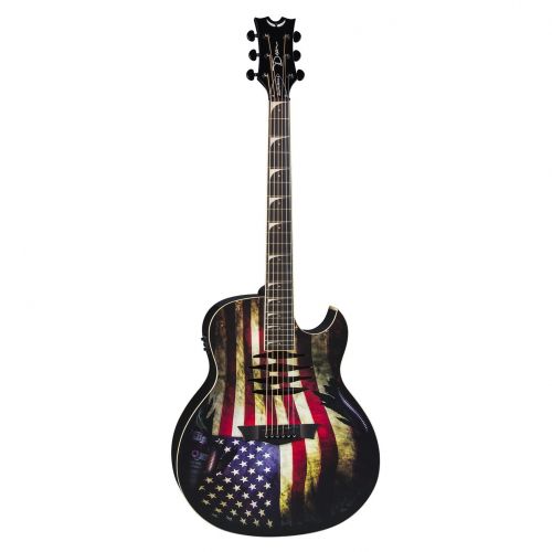  Dean Guitars Dean Mako Dave Mustaine Acoustic-Electric Guitar, USA War Torn Flag