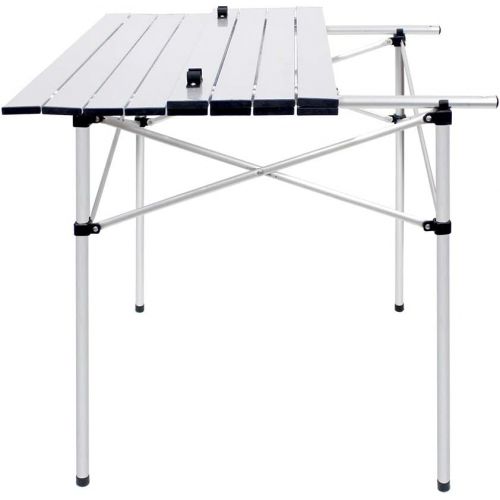  Deanurs Folding Tables Camping Roll Up Aluminum Portable Square Table for Outdoor Hiking Picnic,28 x 28 w/Carry Bag,Silver
