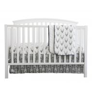 Dear Baby Boy Crib Bedding White Grey Woodland Arrow Antlers Deer Head Minky Blanket Navy Crib Sheet Deer Buck Crib Rail Bedding Set (Grey Arrow Deer Head, 3 pieces set)