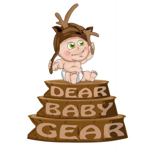  Dear Baby Gear Carseat Canopy, Antlers on Grey, Grey Minky