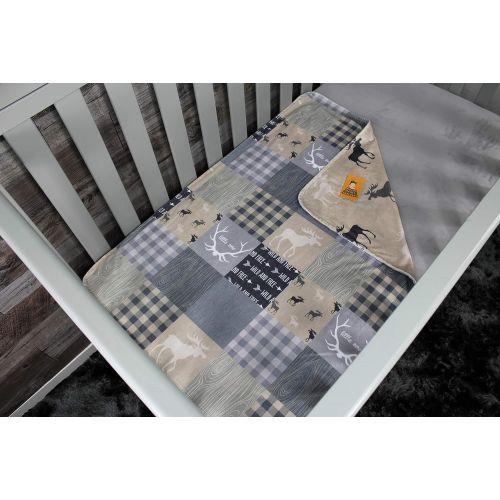  Dear Baby Gear Deluxe Baby Blankets, Custom Minky Print Black, Grey, Mint Moose, Aztec Minky